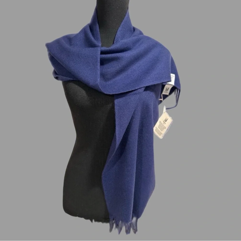 100% Pure 4-Ply ChyangraPashmina Cashmere Scarf Handmade Nepal COA NWT ROYALBLUE